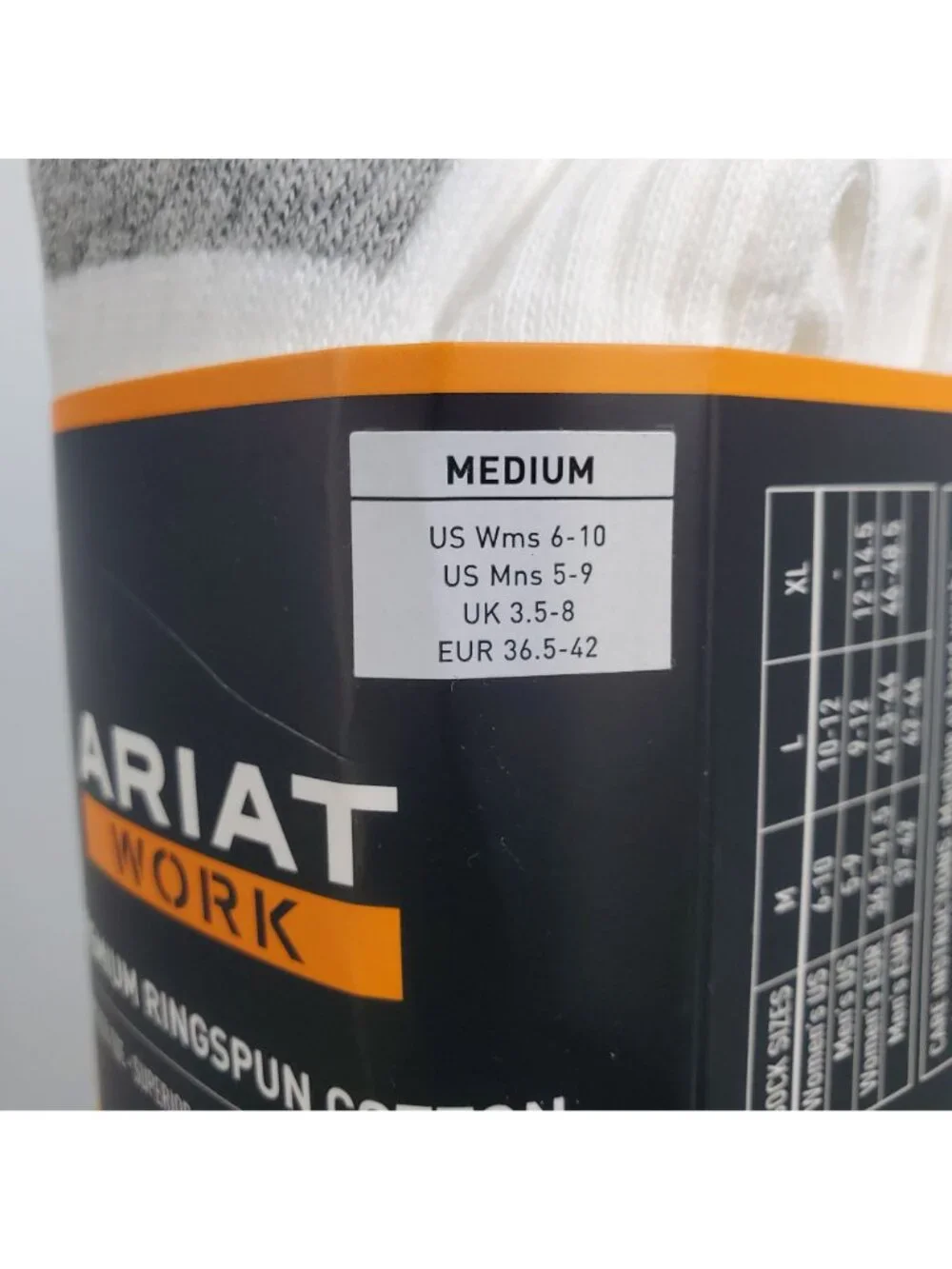Ariat Work Premium Ringspun Cotton Socks Men Size Medium NWT 3 Pack White